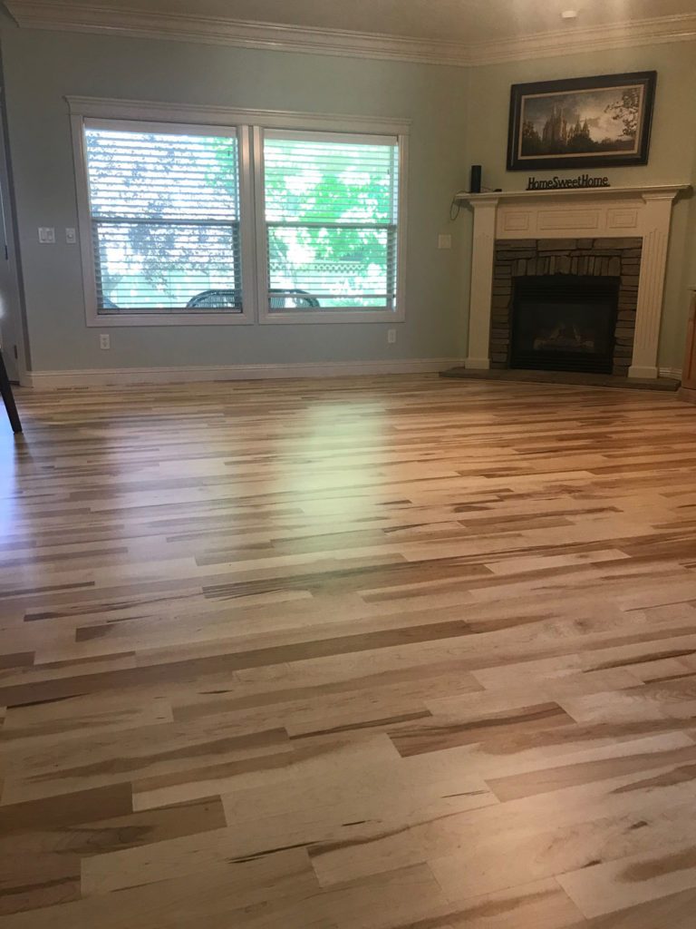 light colored maple birch hardwood floors in living room