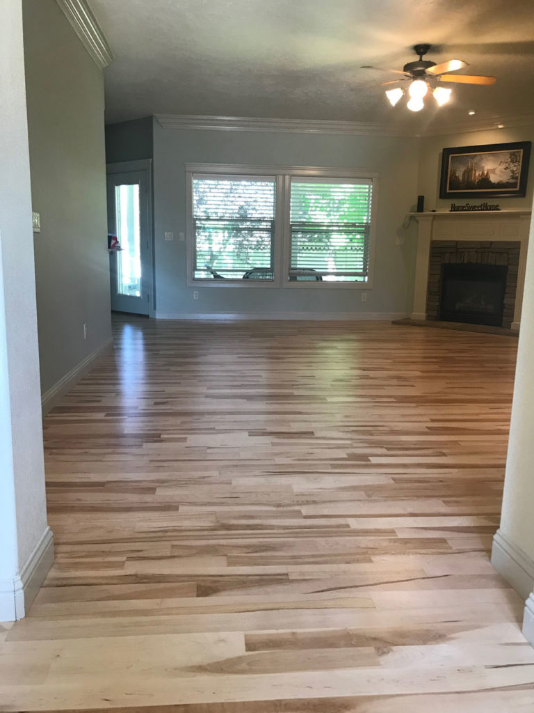 light colored maple birch hardwood floors in living room