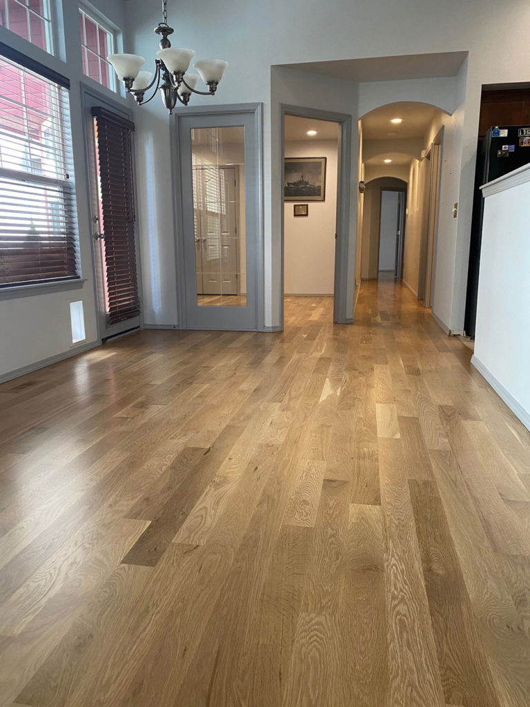 light oak hardwood floors with light grey walls